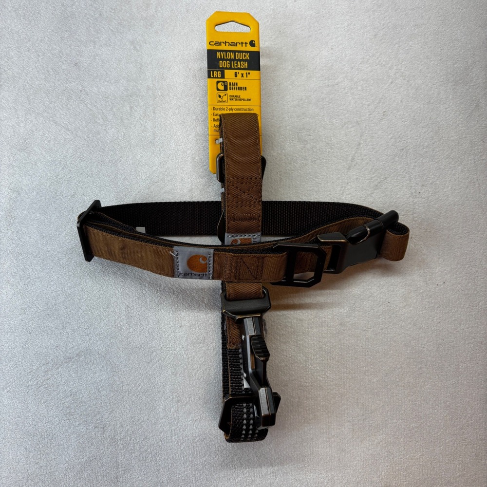 Carhartt Nylon Duck Dog Leash & Collar Set Large Brown Rain Defender Reflective